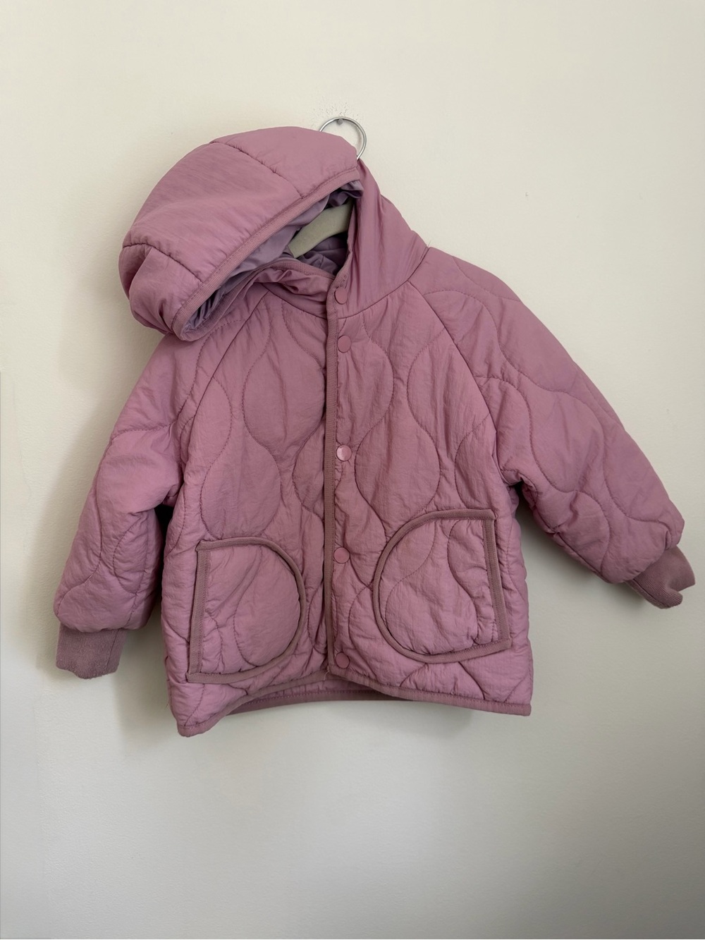 Zara Kids Mauve Quilted Hooded Jacket (Size 3)